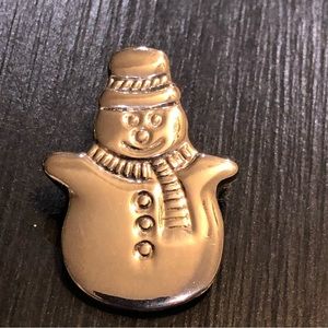 925 Silver Snowman Brooch Pendant Christmas